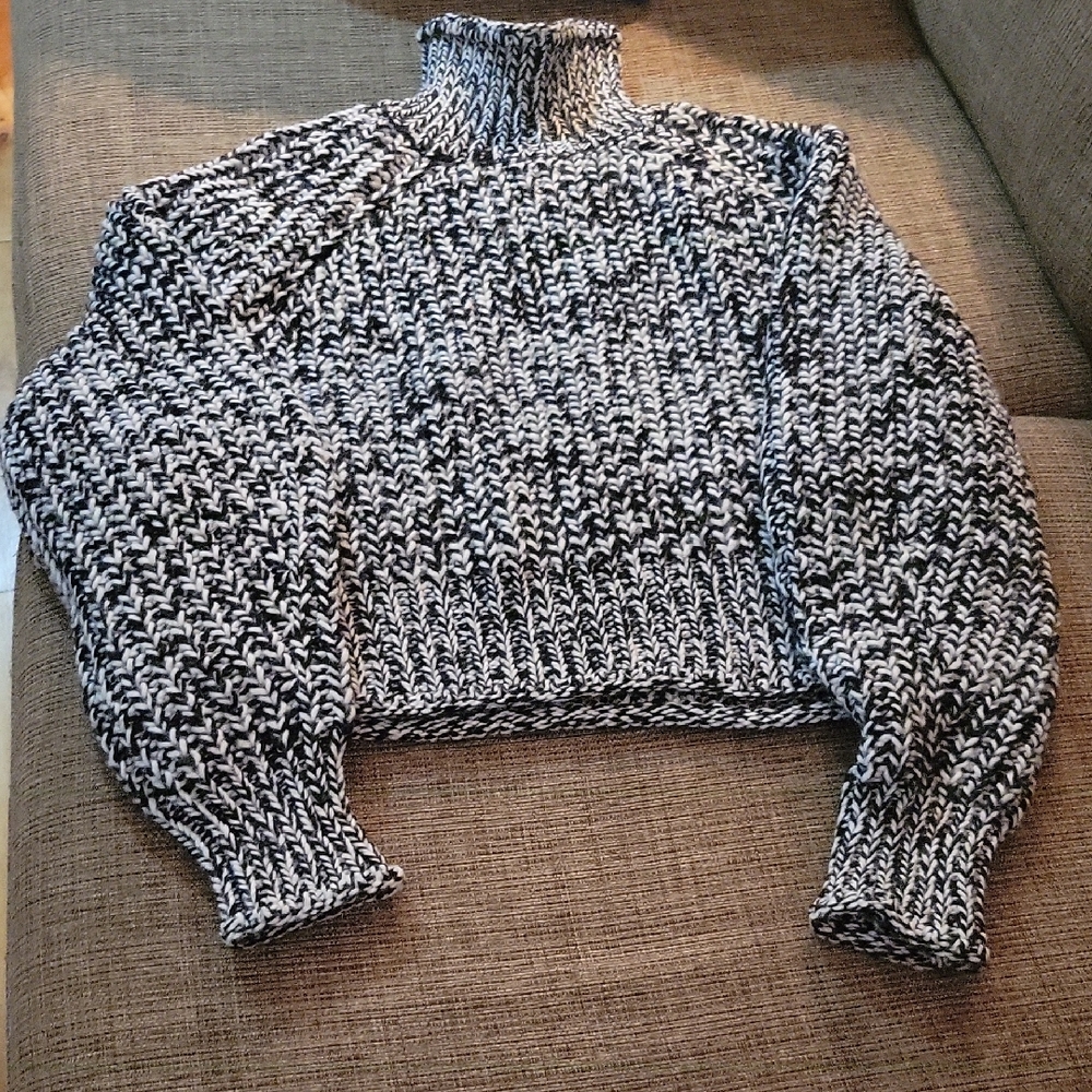 H&M Black and White Cowl Neck Sweater